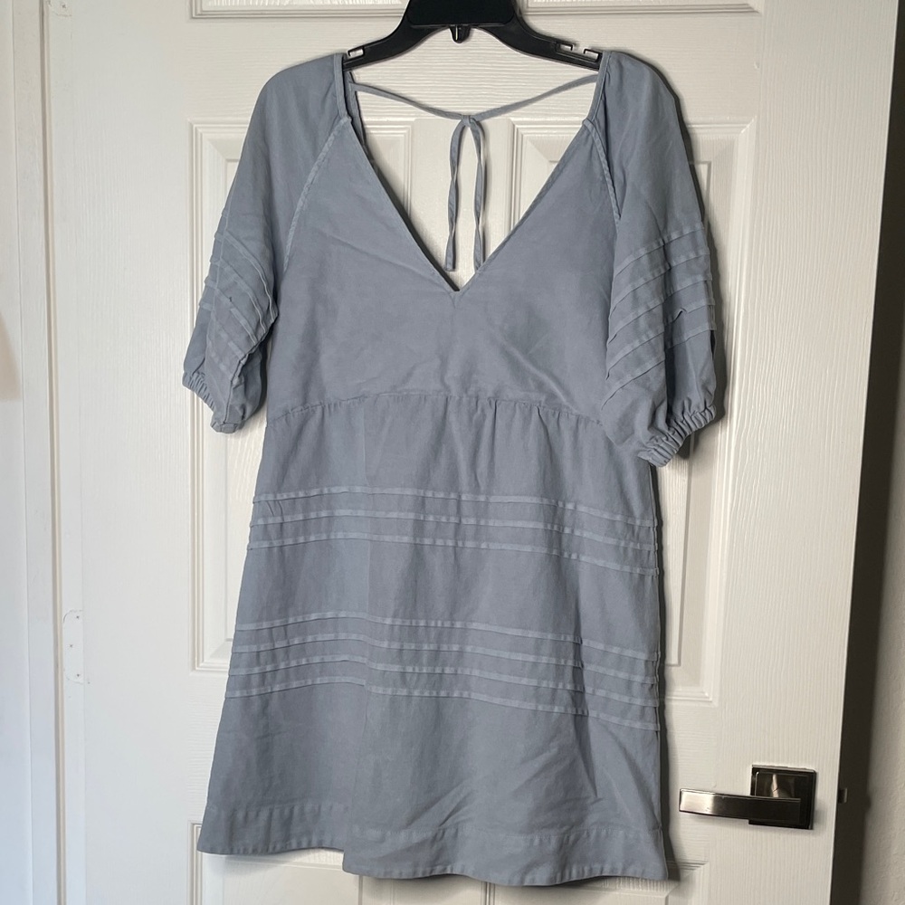 7 For All Mankind Denim Tie Back Babydoll Mini Dress
